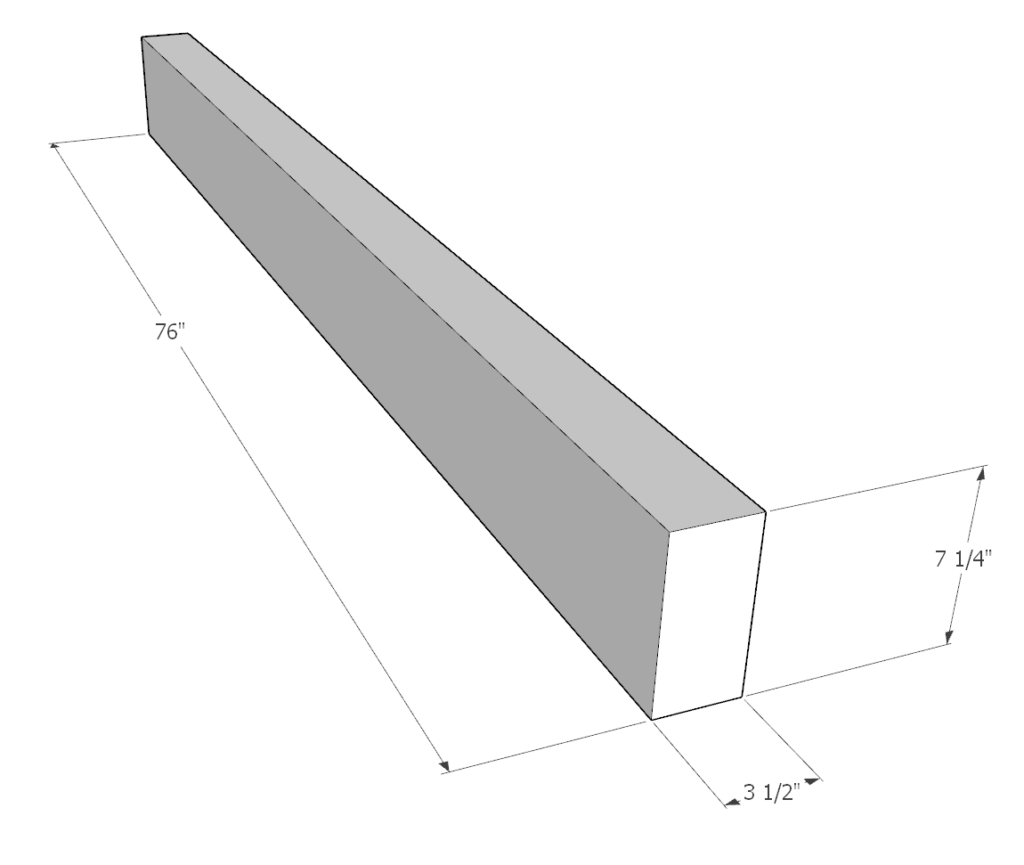 Table center beam dimensions