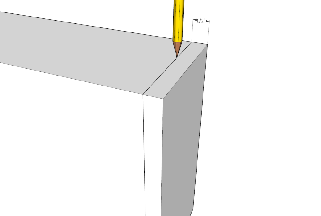 Table center beam cut diagram and dimensions