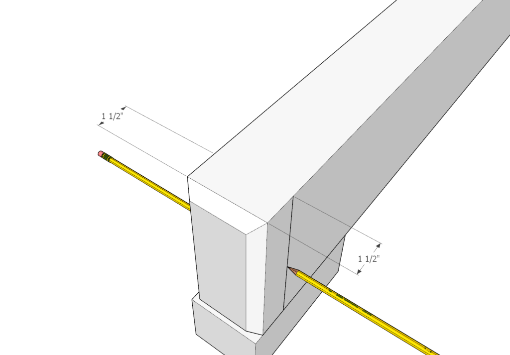 Table center beam assembly and dimensions