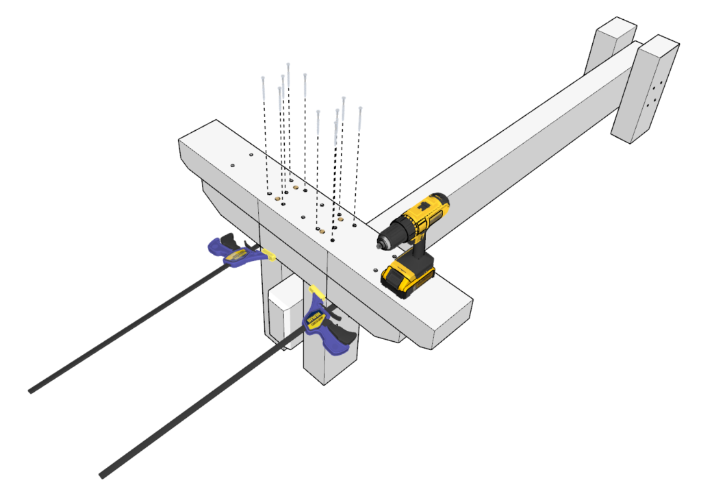 Adding screws to secure table base