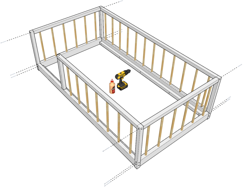 DIY Montessori Toddler Floor Bed frame assembly