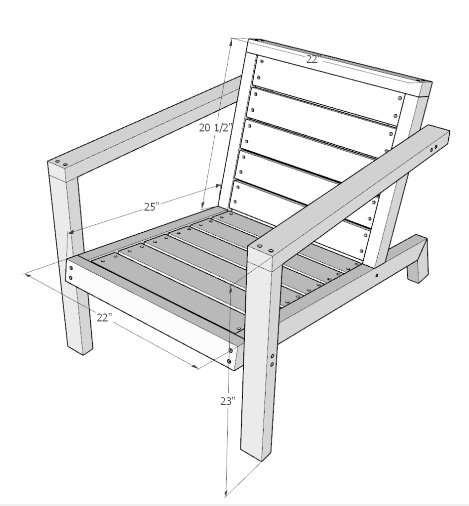 measurements for Plans for DIY outdoor chair