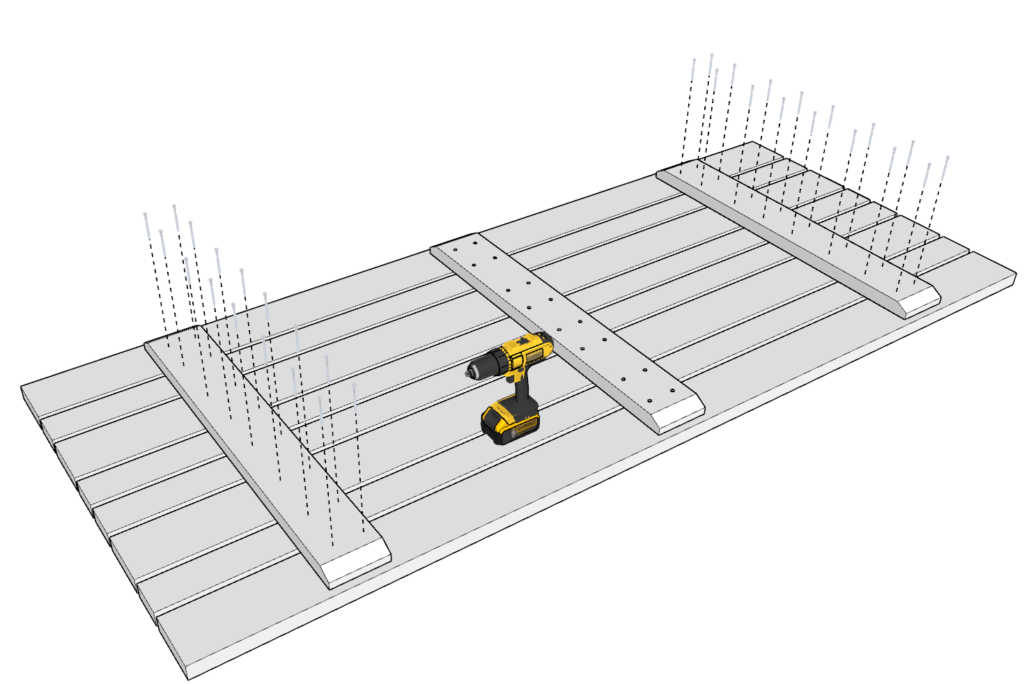 Attaching the table top pieces together