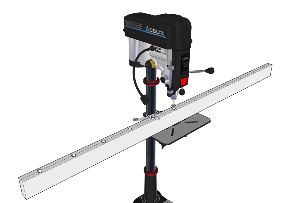 making holes in 2x4 with drill press