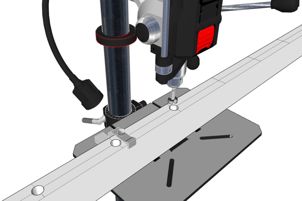 making holes in 2x4 with drill press