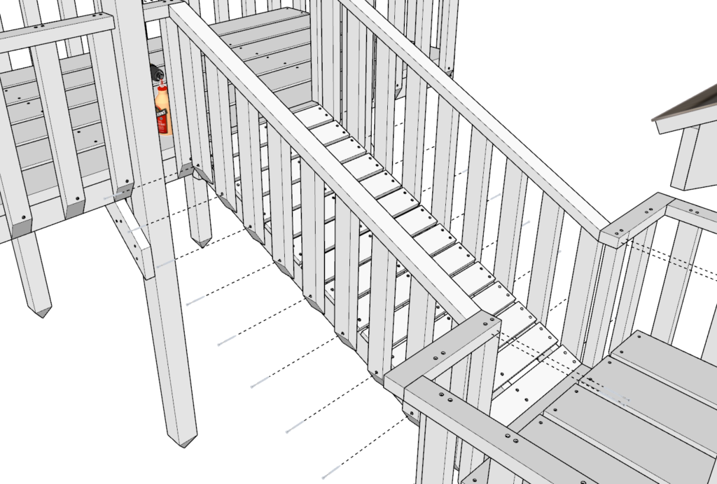 adding railing to the DIY kids playhouse