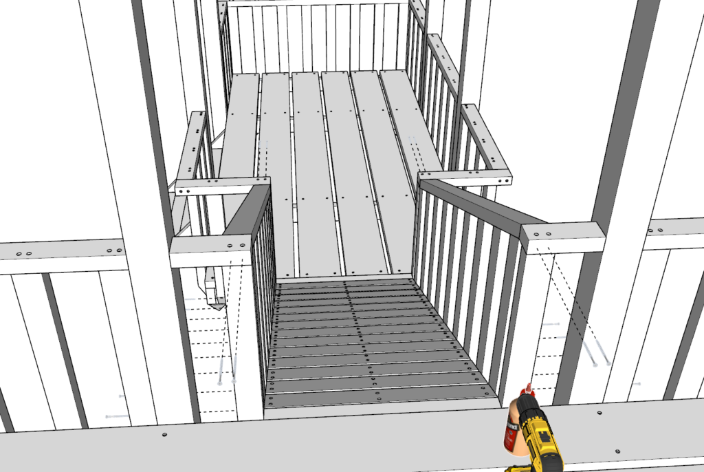adding railing to the DIY kids playhouse