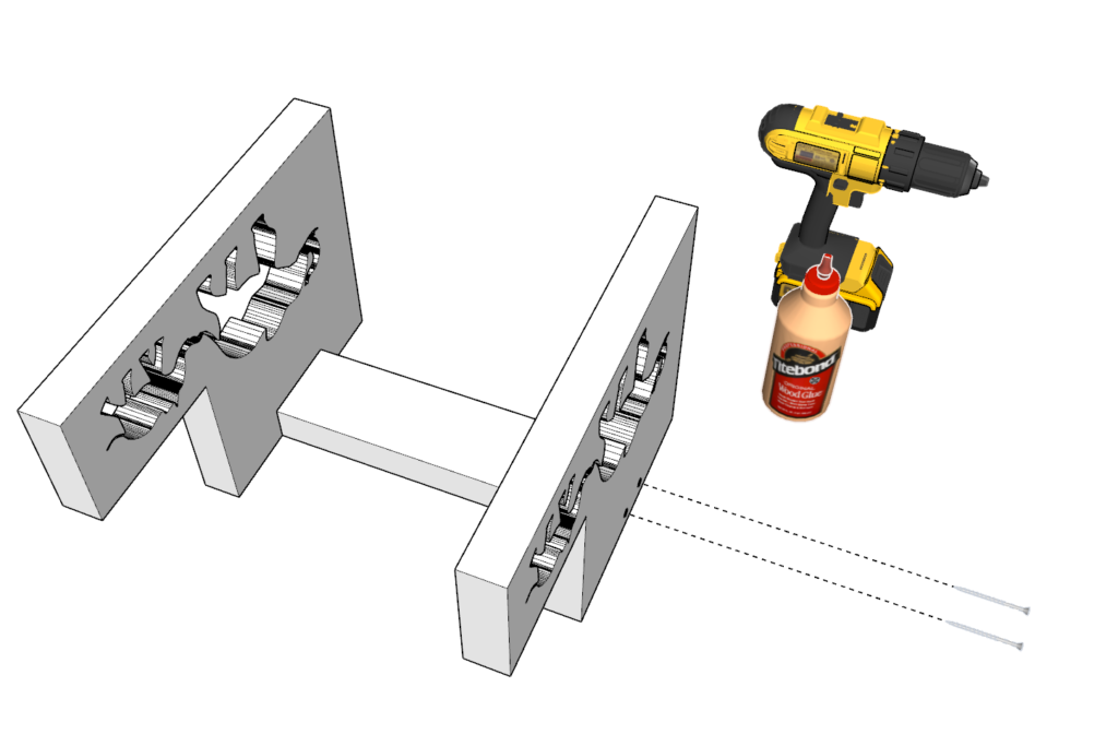 Attaching legs of stool