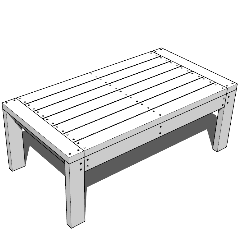 wood bench sectional with cushions with a coffee table DIY plans