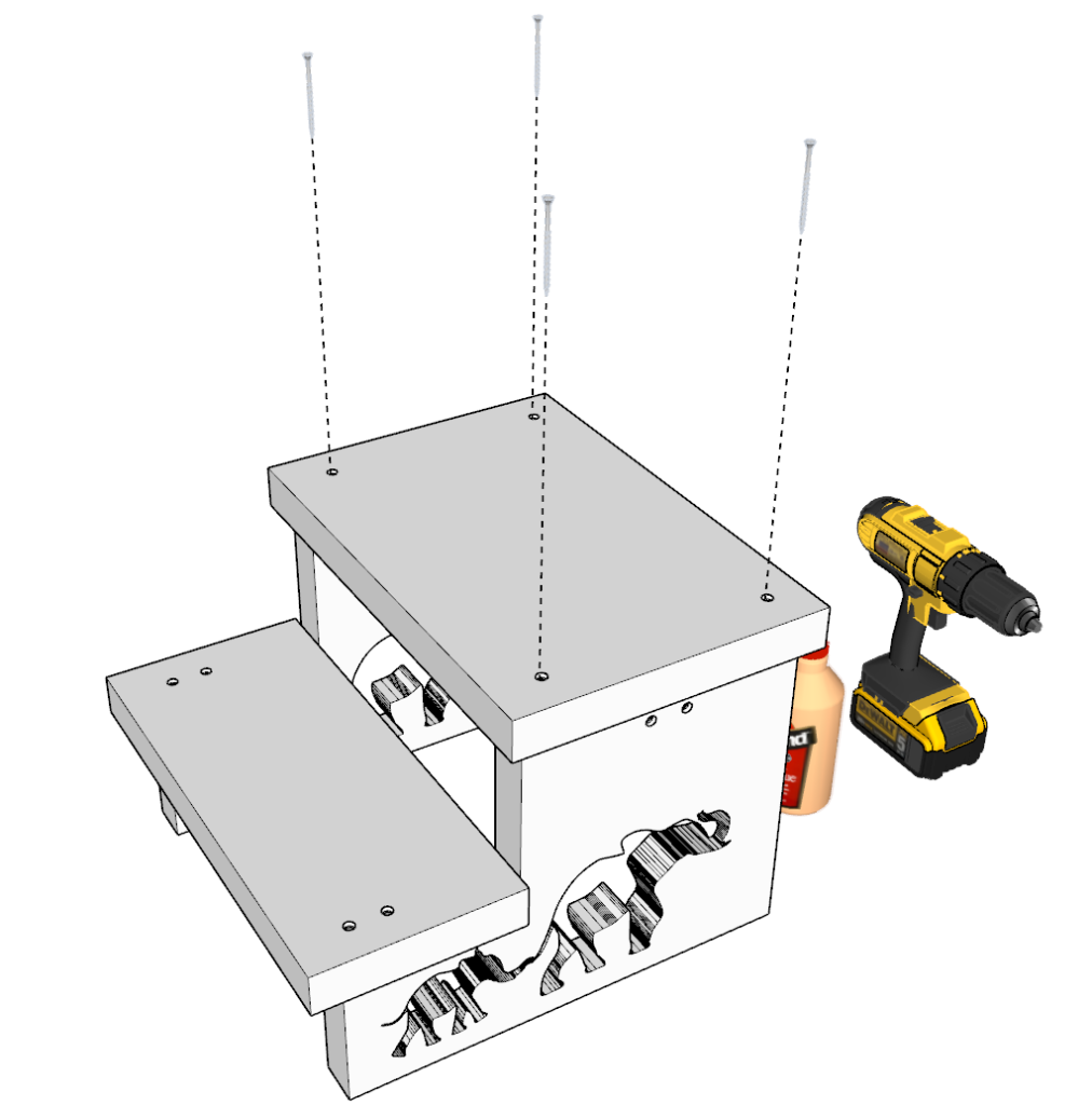 Attaching the steps to step stool