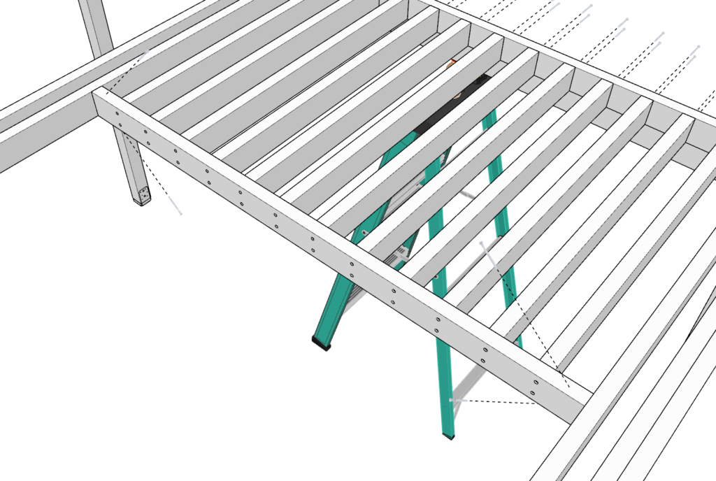 Attaching the lattice to the main frame of the pergola