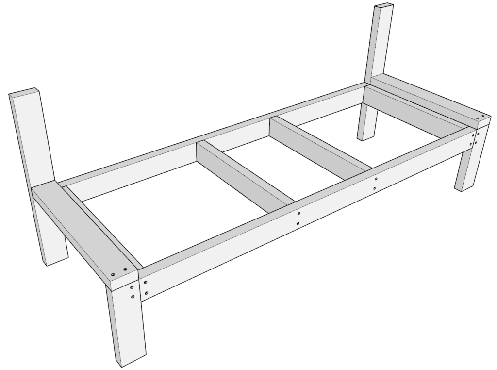 attaching frame of bench to arm rest