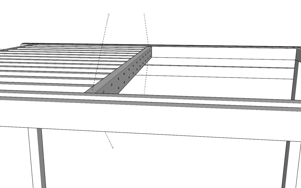 Attaching the lattice to the main frame of the pergola