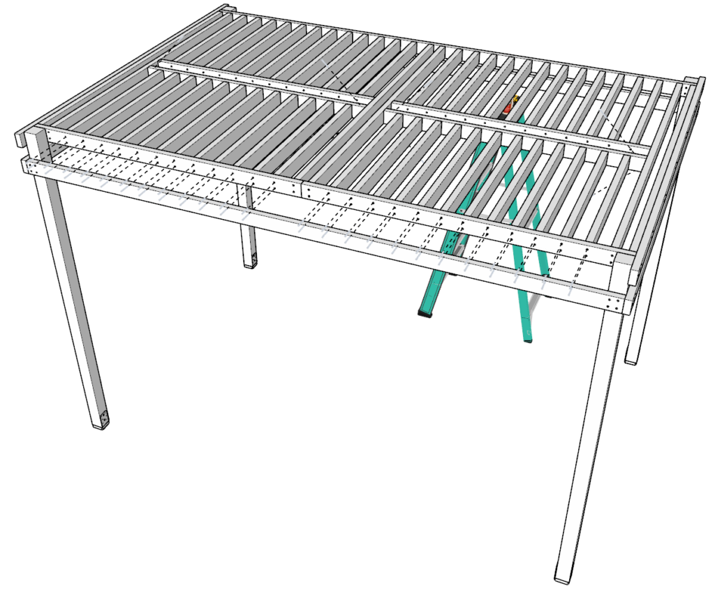 Attaching the lattice to the main frame of the pergola