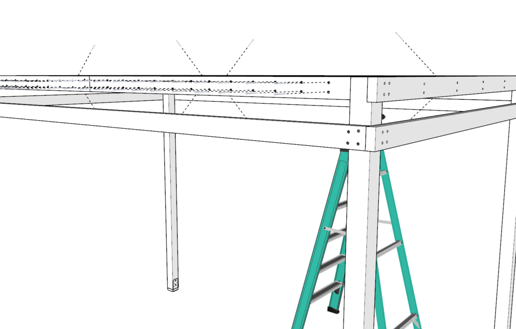 Attaching the lattice to the main frame of the pergola