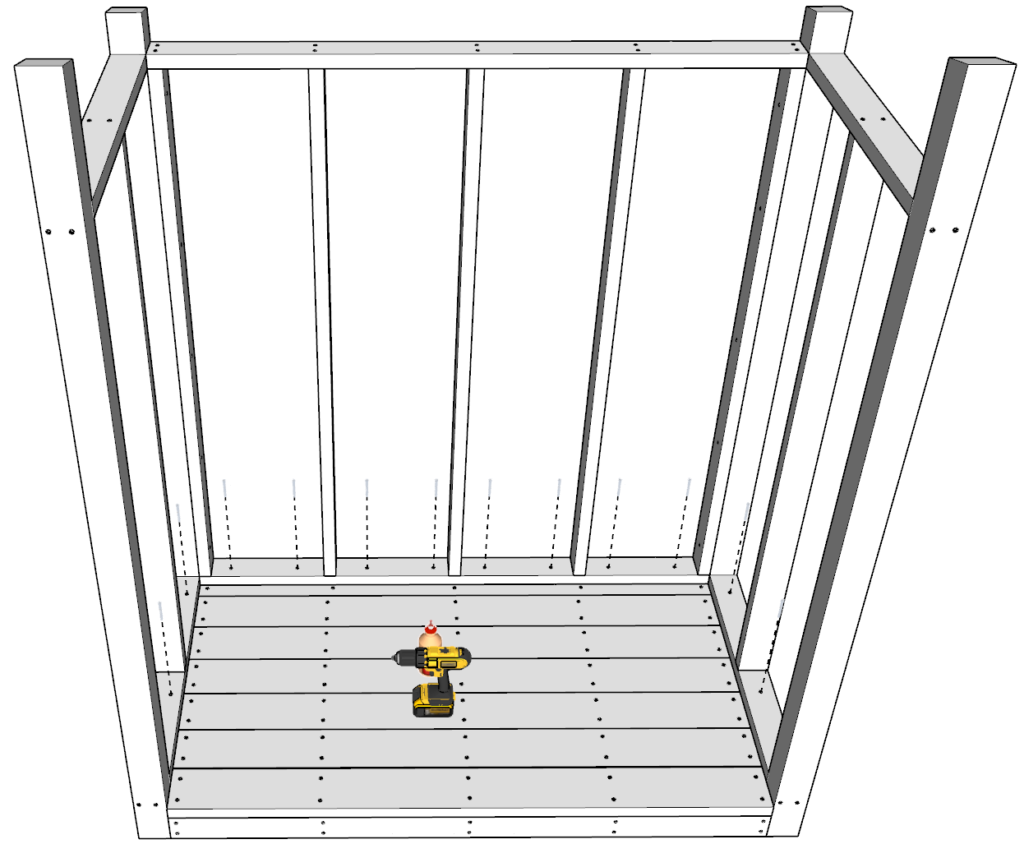 Adding base to DIY shed framed walls