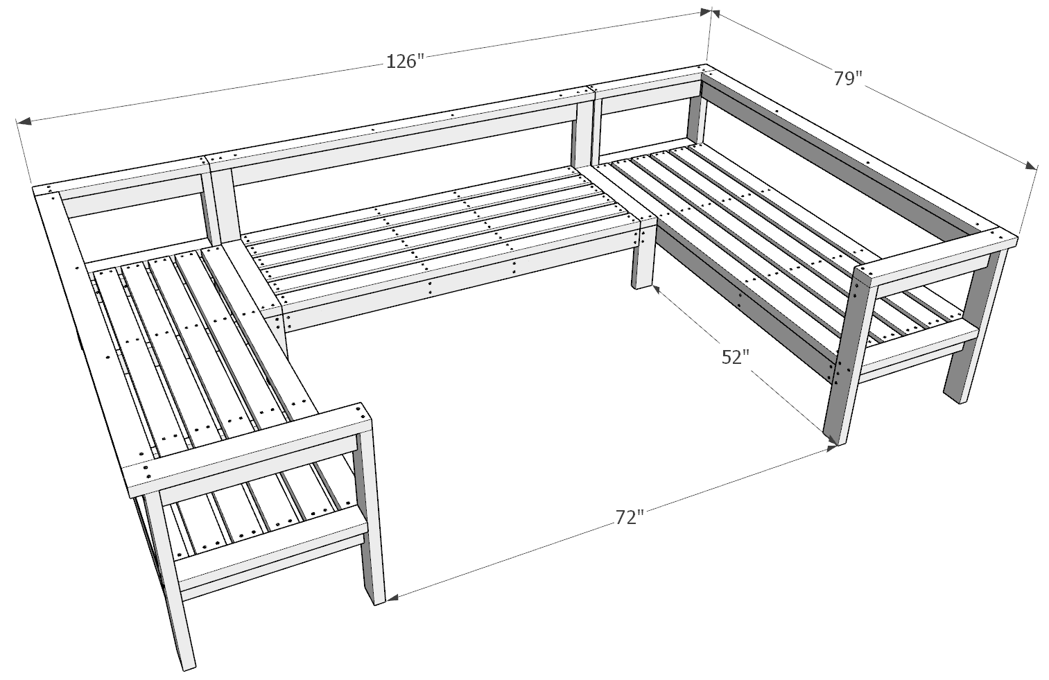 DIY U-shaped outdoor sectional sofa plans - DIY projects plans