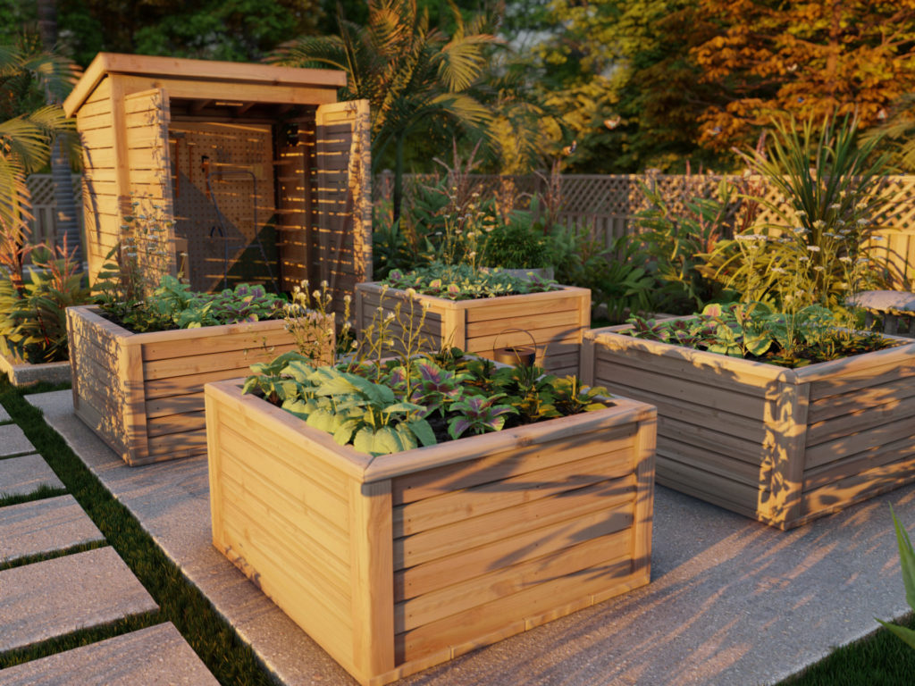 Outdoor Herb Garden Box DIY wood garden planter box