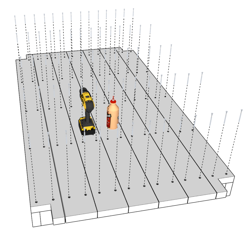 Attaching floor board to floor frame