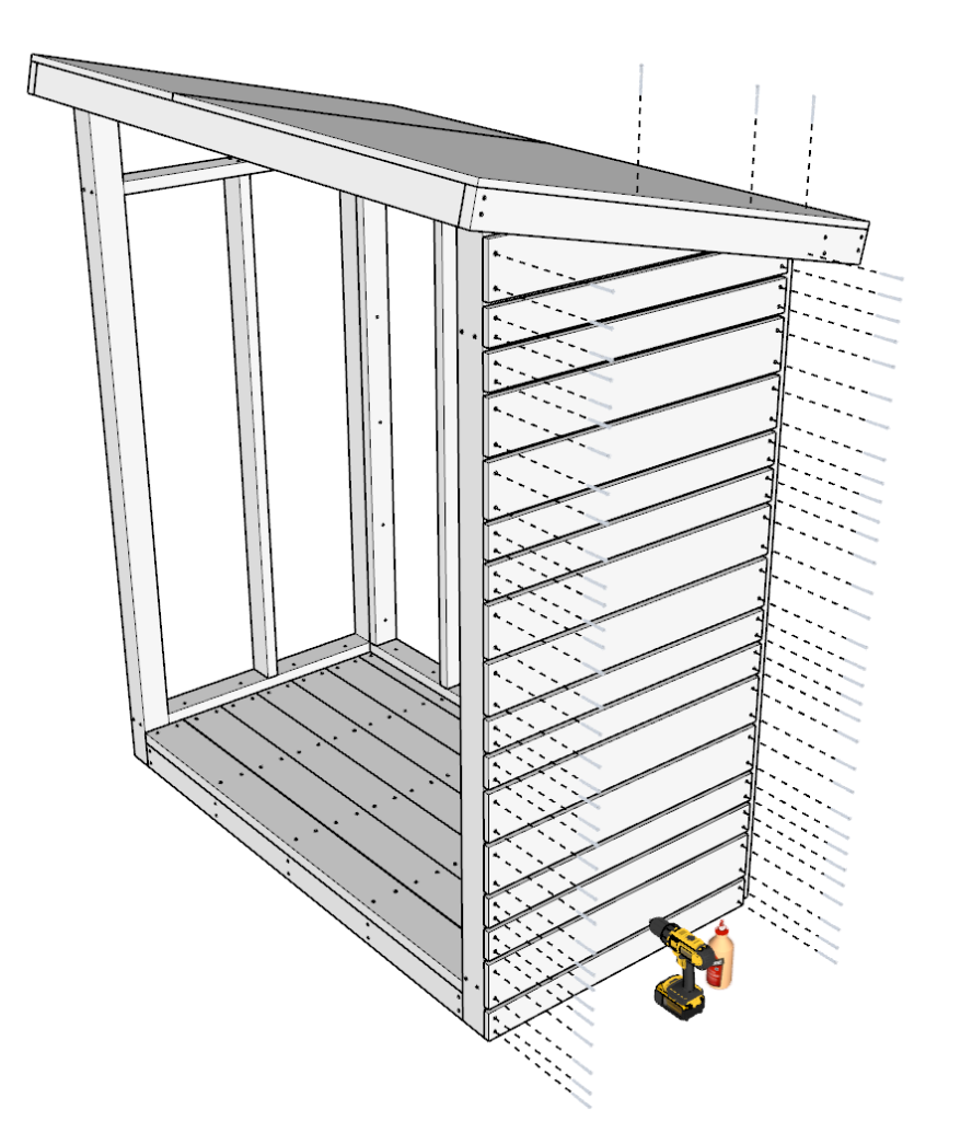 attaching siding to DIY shed