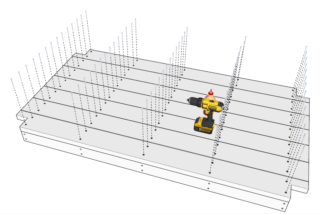 Attaching floor board to floor frame