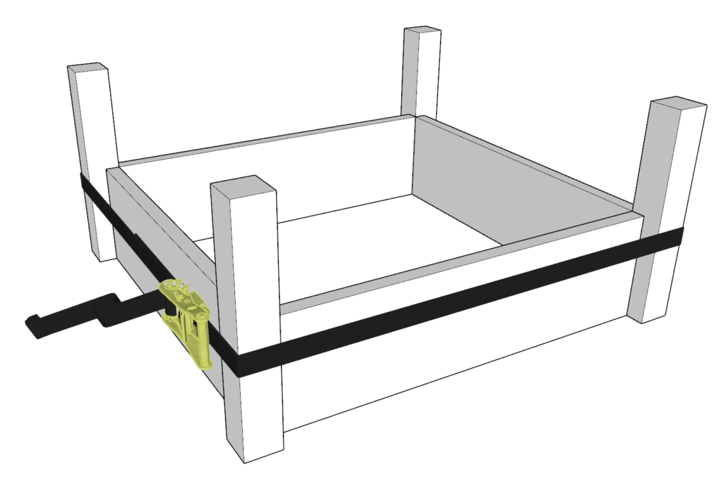 Assembly of frame of DIY planter box using ratchet straps