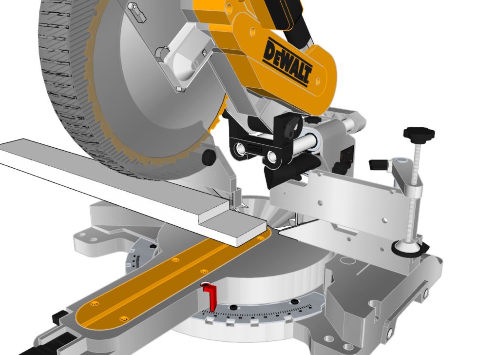 DIY shed door assemblyCutting with miter sliding saw