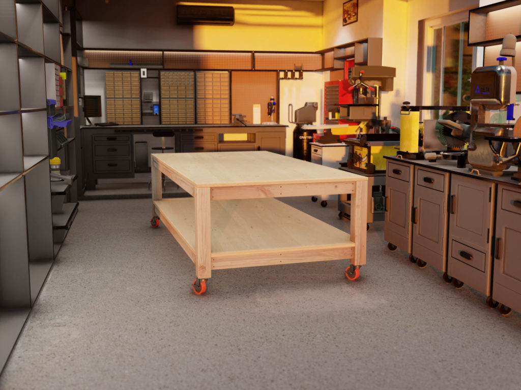 DIY workbench, all-purpose craft table, workbench on wheels