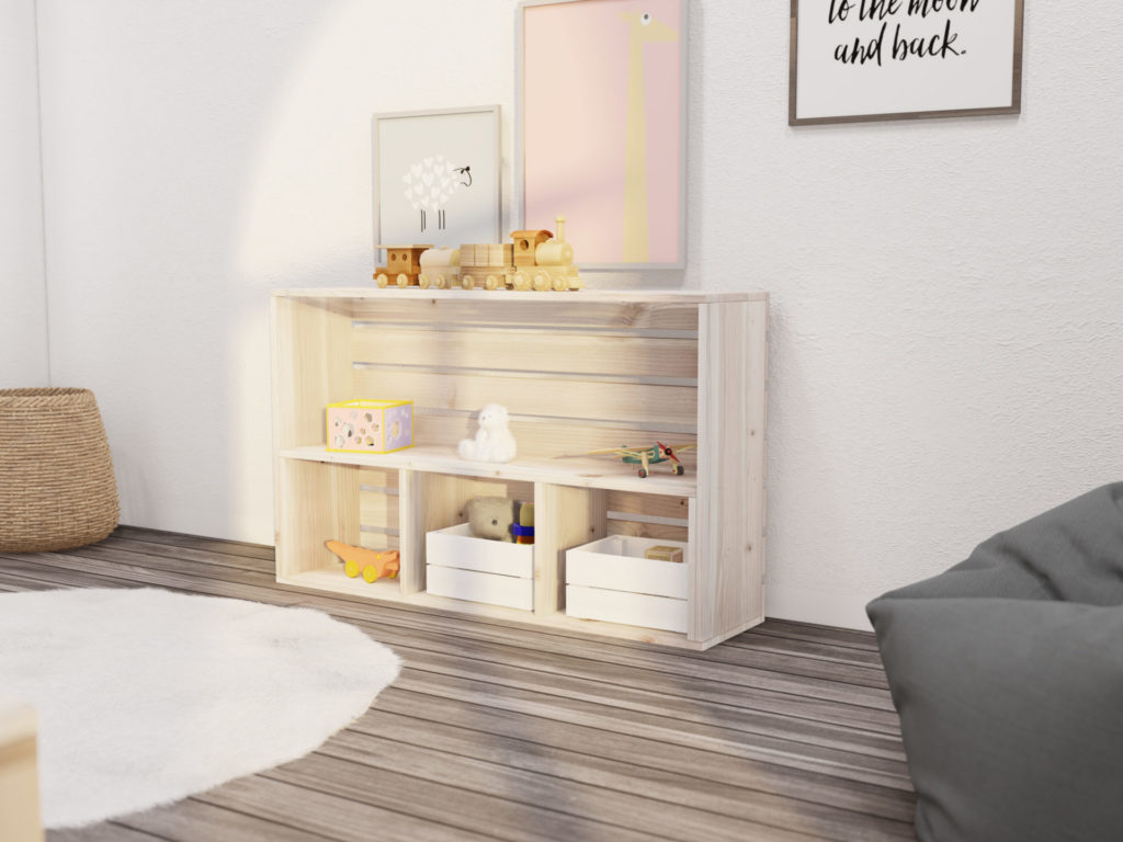 DIY Montessori storage and activity shelf
