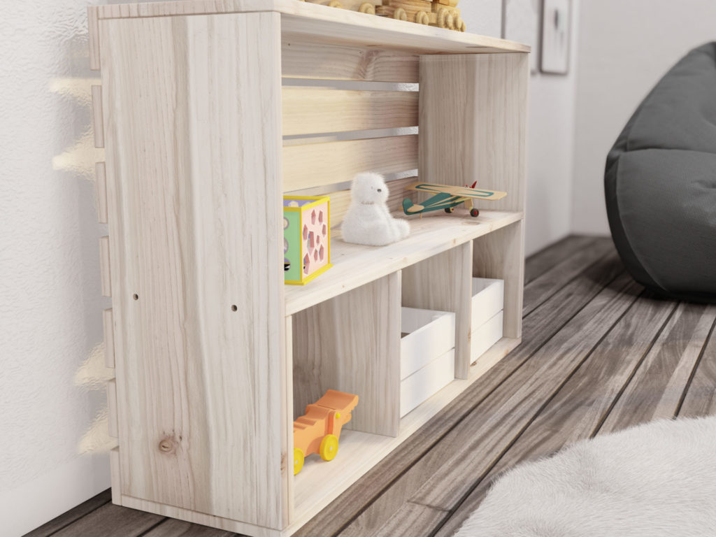 DIY Montessori storage and activity shelf
