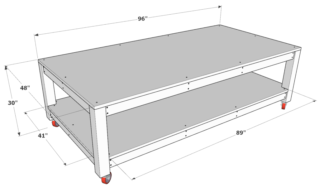DIY workbench with dimensions