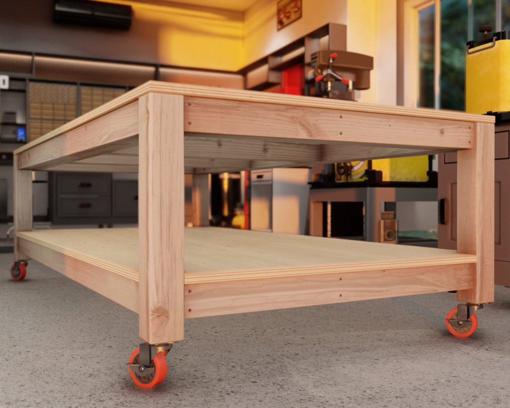 DIY workbench, all-purpose craft table, workbench on wheels
