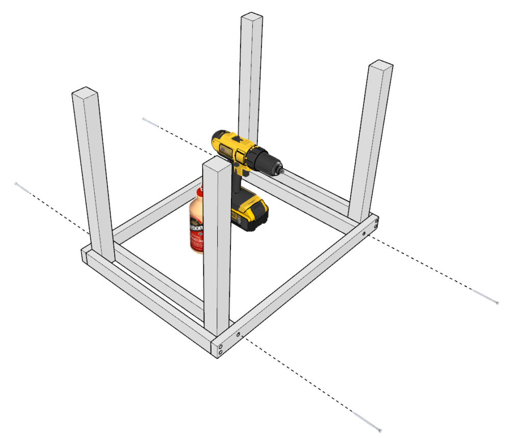 DIY Montessori table leg assembly