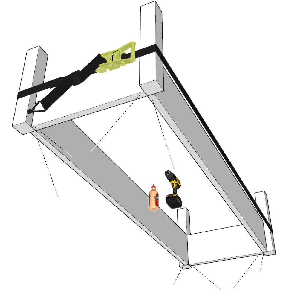 Assembly of frame of using ratchet straps