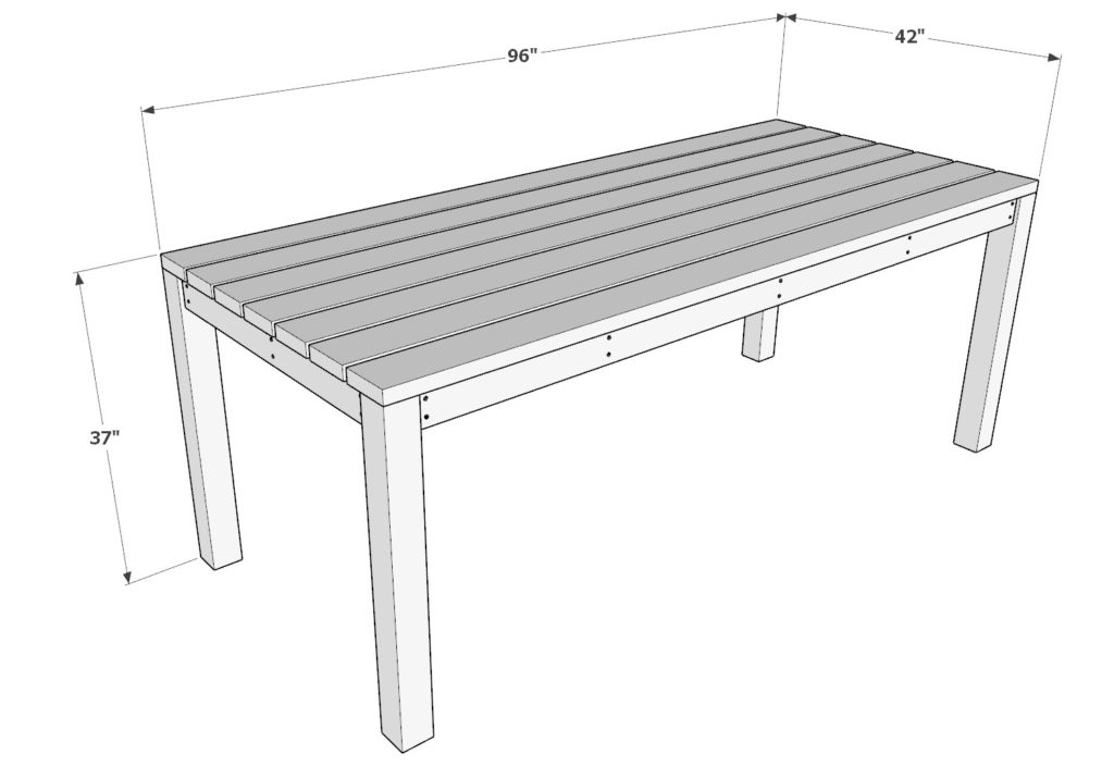 DIY counter height full size outdoor dining table and chair set plan dimensions