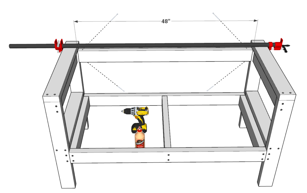 using pipe clamp for DIY bench frame