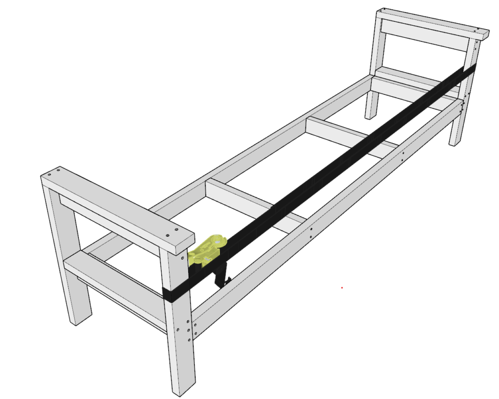 using ratchet strap for DIY bench frame