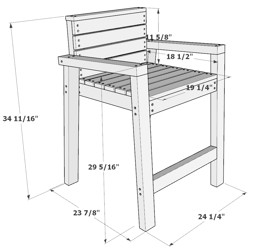 DIY chair with dimensions