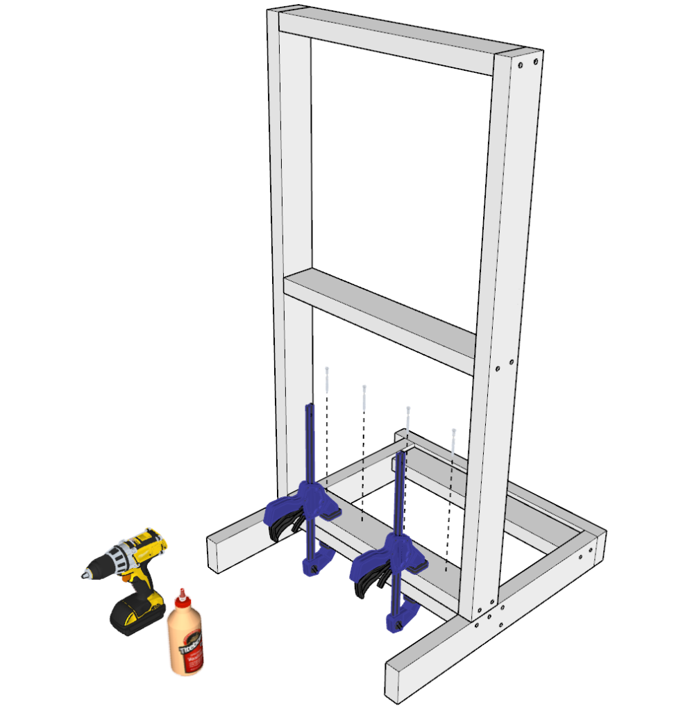 armrest and frame assembly of DIY patio bench