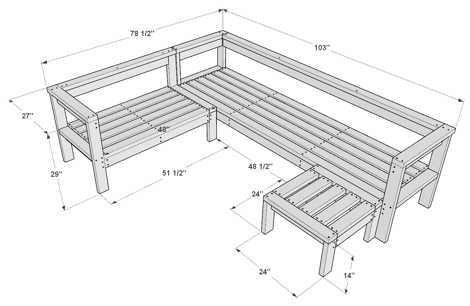 DIY outdoor sectional with chaise. - DIY projects plans