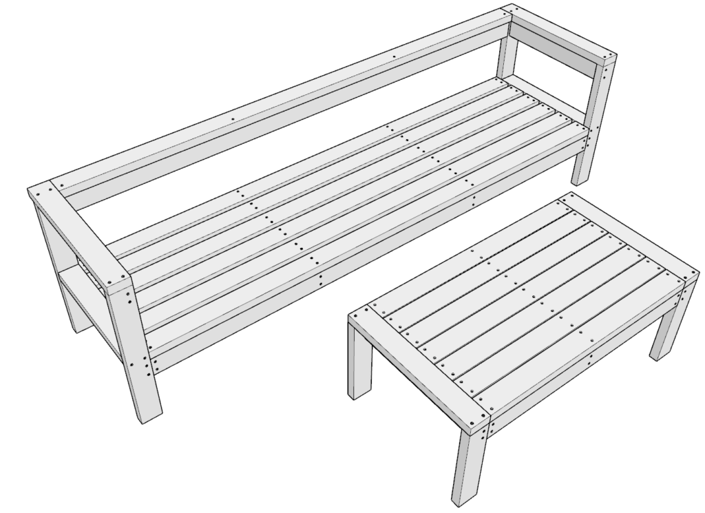 DIY patio bench and table plans