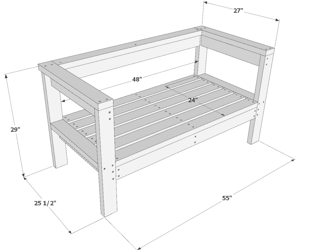 DIY patio bench plans with dimensions