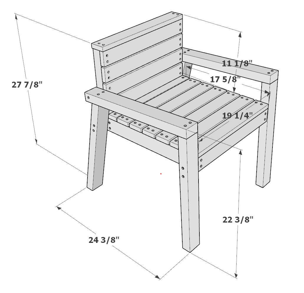 DIY full size outdoor dining table and chair set - DIY projects plans