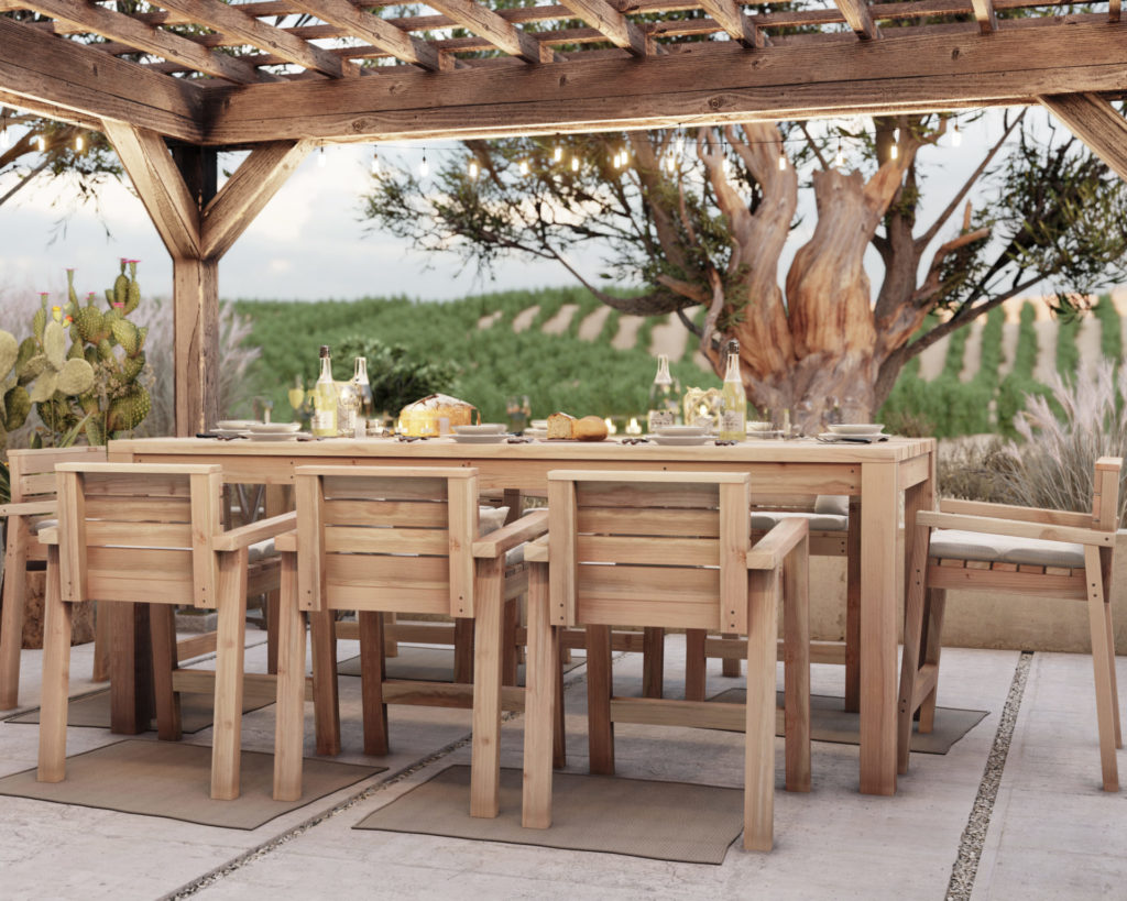 DIY counter height full size outdoor dining table and chair set plan
