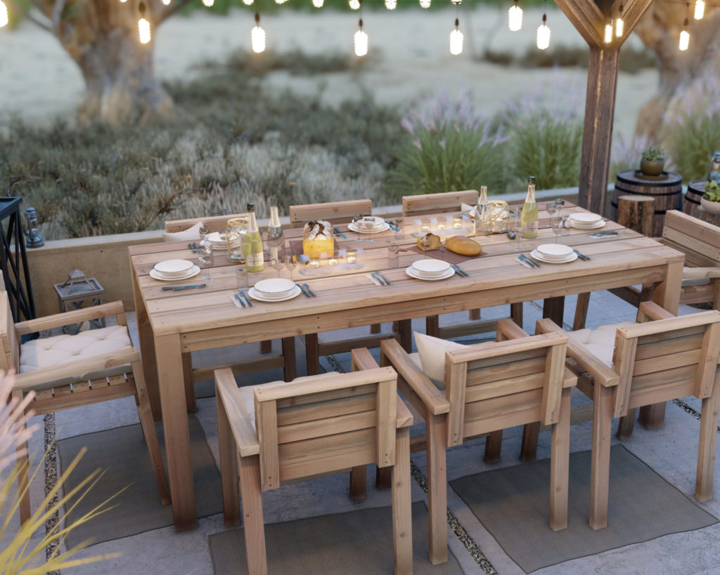 DIY counter height full size outdoor dining table and chair set plan