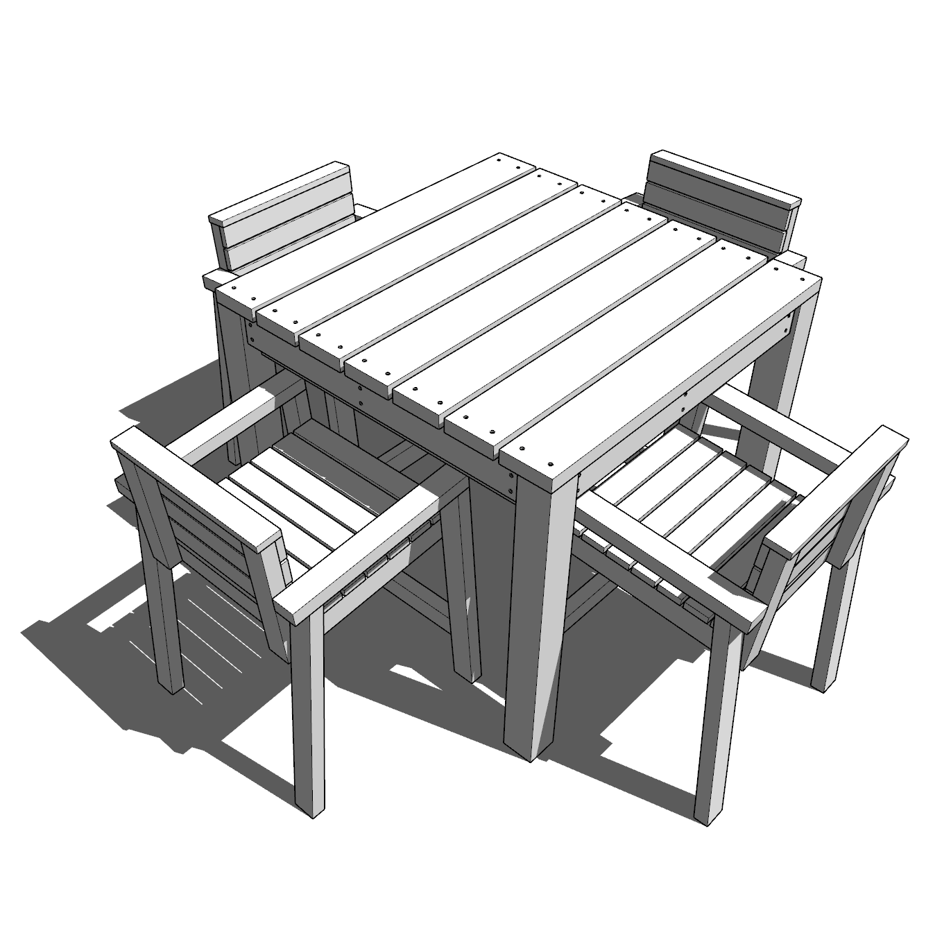 DIY outdoor dining table and chair set DIY projects plans