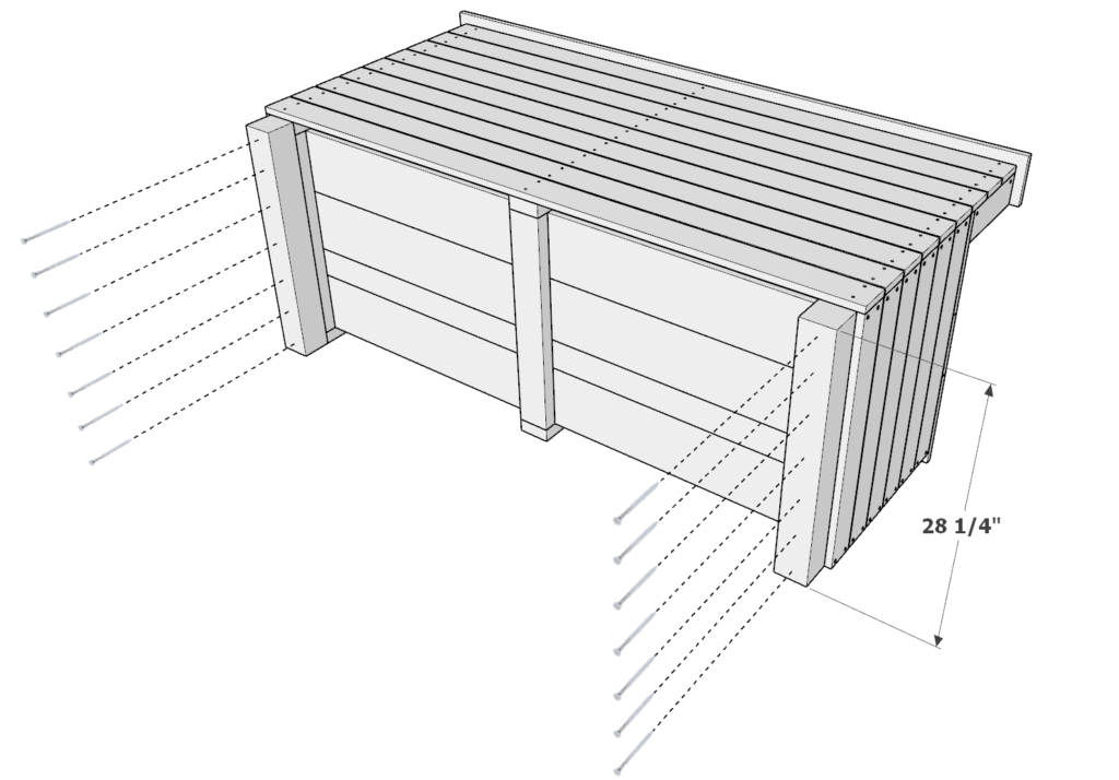 Attaching the wheels to DIY coffee bar