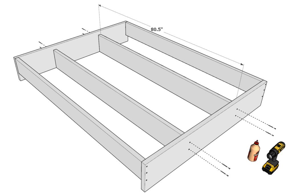 DIY queen bed frame assembly