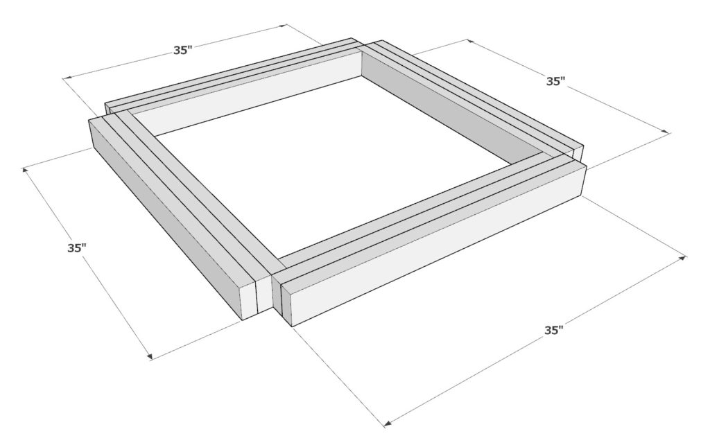 DIY outdoor dining table frame construction