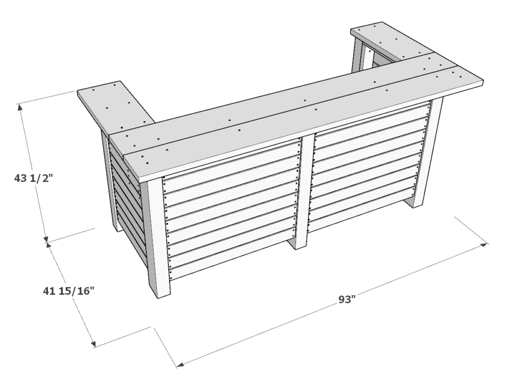 DIY outdoor bar plan with measurements